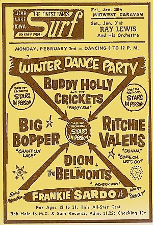 One of the original posters for the Winter Dance Party in 1959